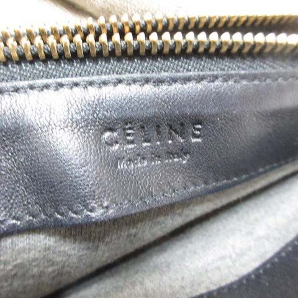 Celine Trio Large Shoulder Bag Leather Crossbody Black Storage with Bag Aa - Picture 5 of 9